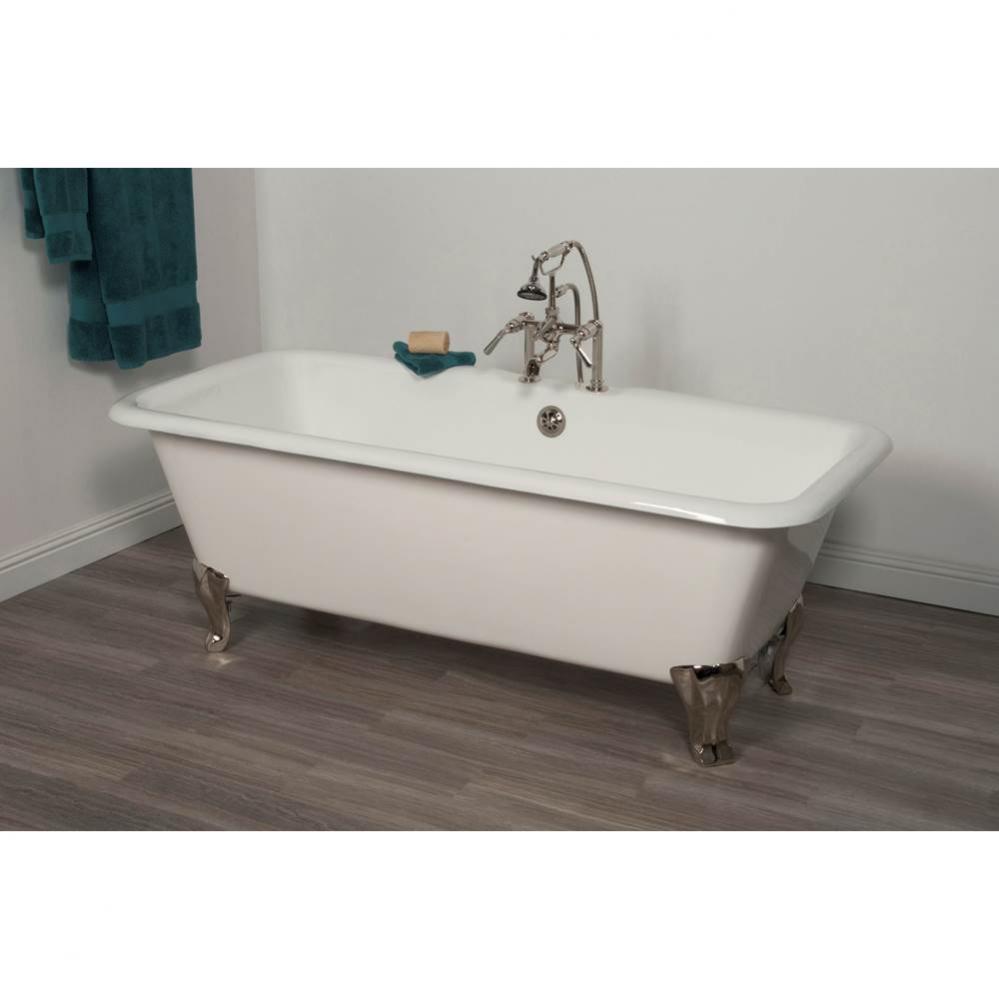 The Charles 5'' Cast Iron Rectangular Tub On Deco Style Legs With 7'' Center T