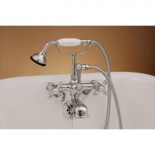 Strom Living P0146C - Chrome British Telephone Leg Tub Faucet W/Porcelain Hand Held Shower And Porcela