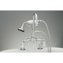 Strom Living P0684C - Chrome Deck Mount Gooseneck Faucet W/Handheld.  Adjustable Ctrs From 3 3/8apos;