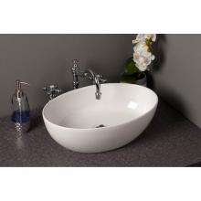 Strom Living P1178 - Fireclay Oval Semi Drop-In Lavatory Sink, Gloss White, 18'' X 12 1/4'' X 5 1/2