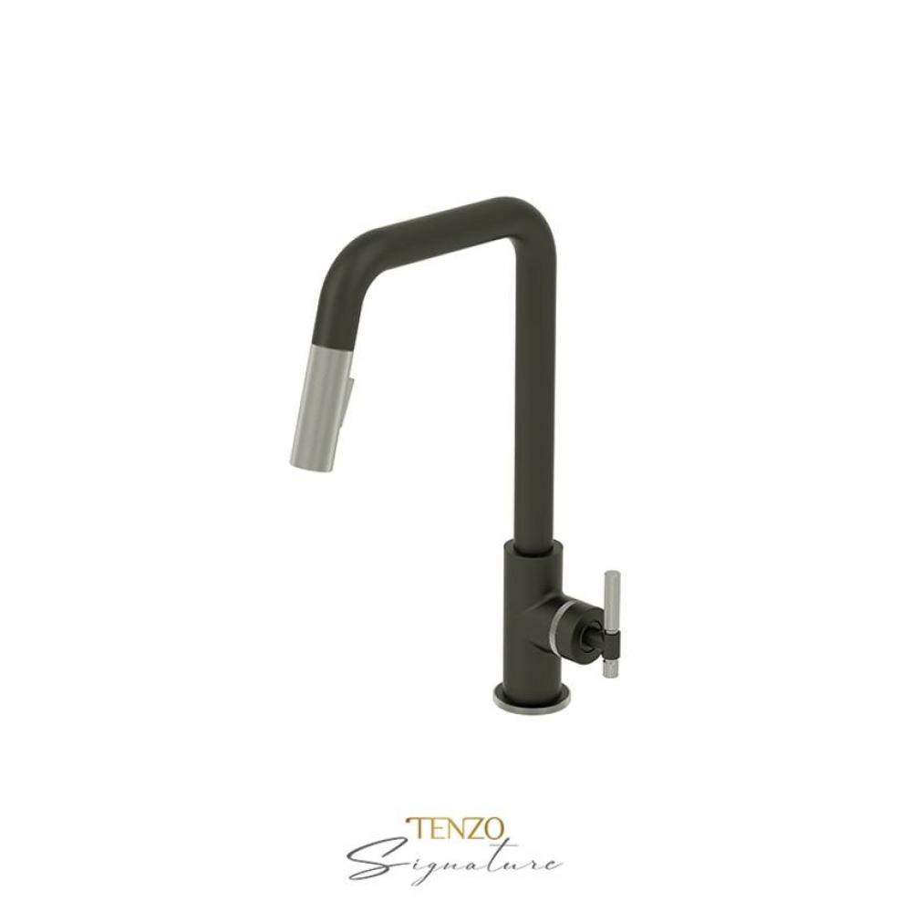 Single-handle kitchen faucet Bellacio with pull-down & 2-Function hand shower matte black / st