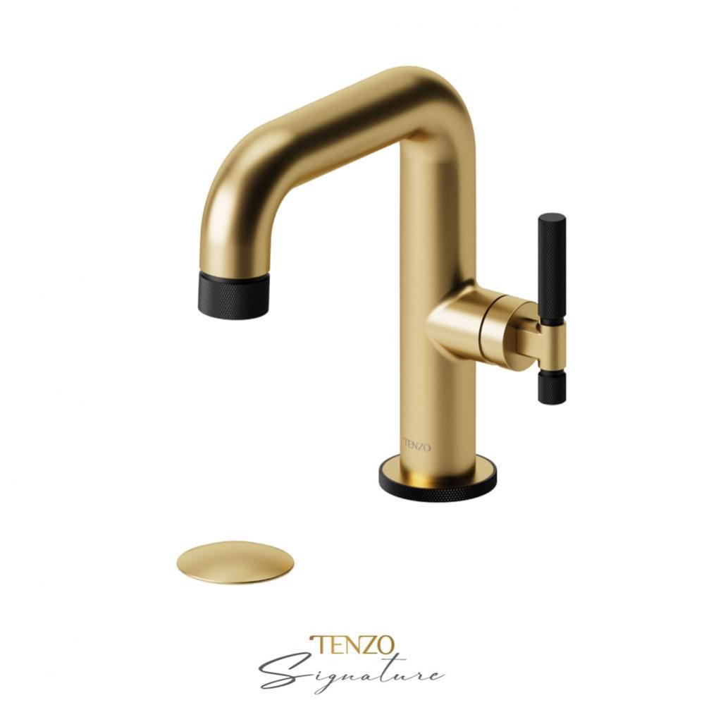 Single hole lavatory faucet with (overflow) drain Bellacio-F brushed gold/matte black