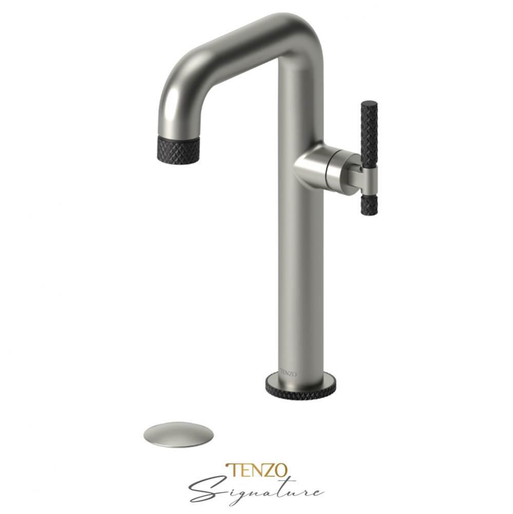 Tall single lavatory faucet with (W/O overflow) drain Bellacio-C brushed nickel/matte black