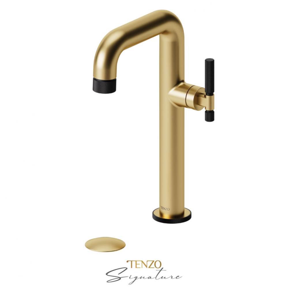 Tall single lavatory faucet with (W/O overflow) drain Bellacio-F brushed gold/matte black