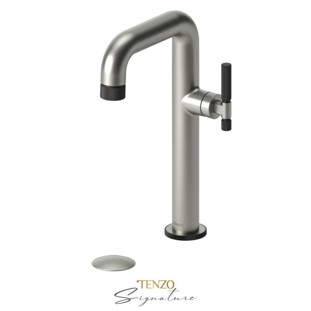 Tall single lavatory faucet with (W/O overflow) drain Bellacio-F brushed nickel/matte black