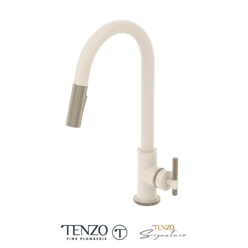 Single-handle kitchen faucet Bellacio with pull-down & 2-Function hand shower matte white / st