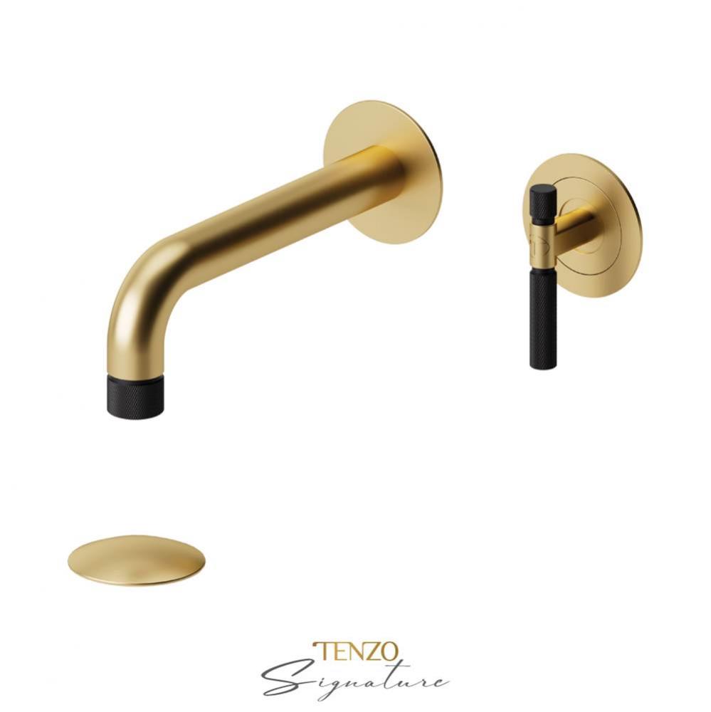 Trim for wall mount lav. faucet (overflow) drain Bellacio-F brushed gold/matte black
