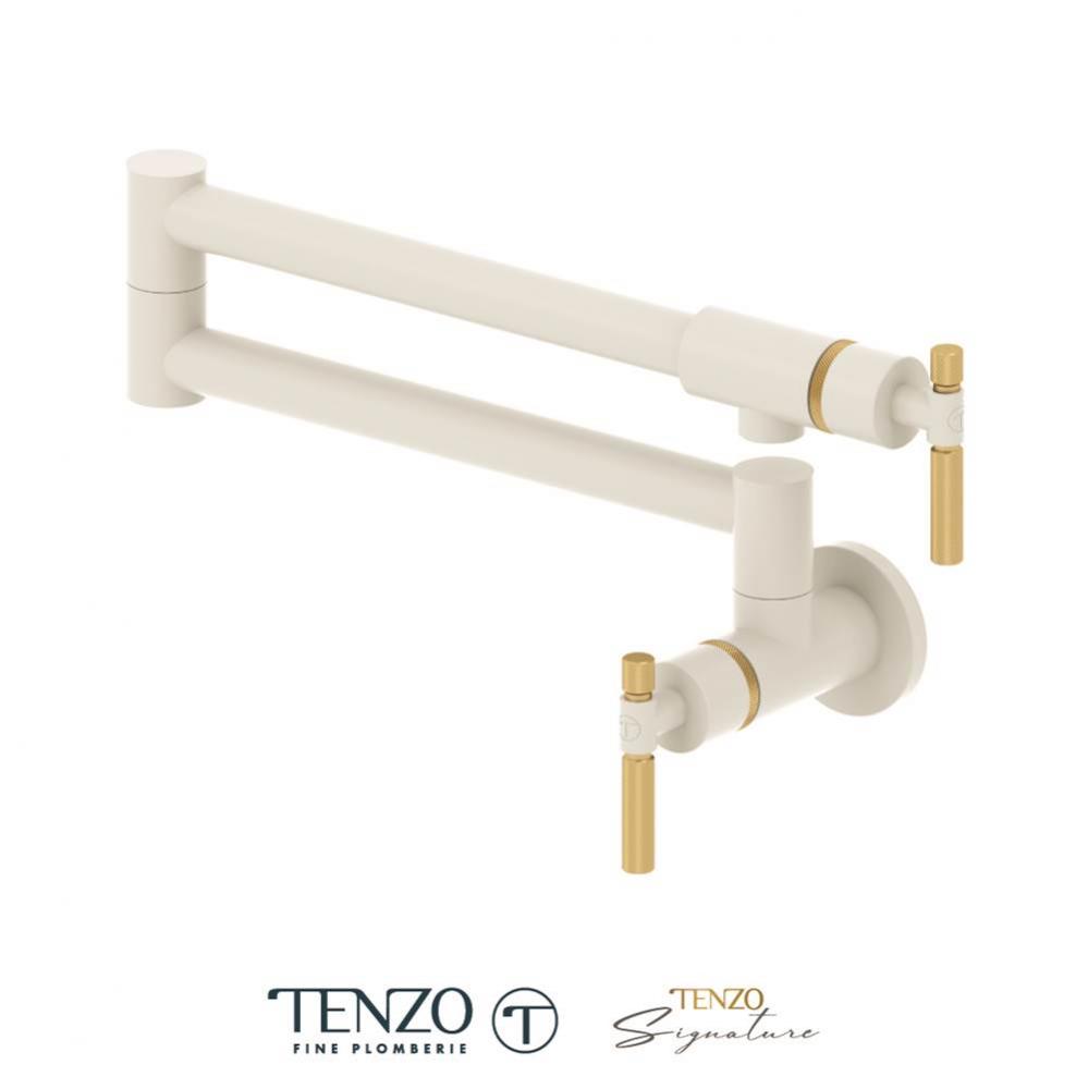 Pot filler faucet Bellacio matte white / brushed gold