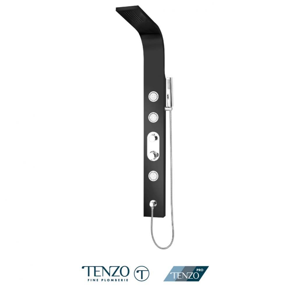 Shwr col. stain. steel Evolo (Sh. head 3 jets hand shwr) pres. balanced/div. finish matte black