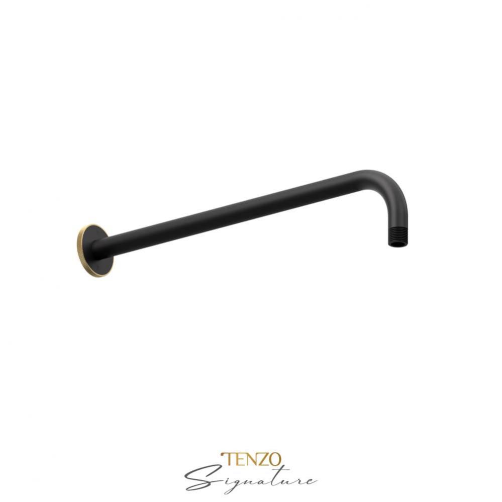 Wall mount shwr arm Bellacio-F matte black/ brushed gold