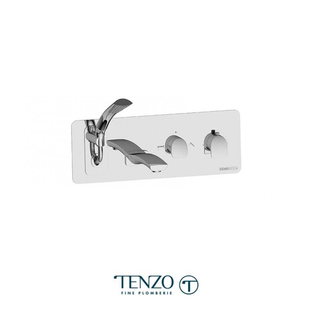 Wall Mount Tub Faucet With Retractable Hose Nuevo Chrome