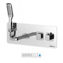Tenzo QU63-CR - Nissima wall bathtub faucet Quantum thermo hidden hose tub spout finish chrome