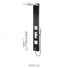 Tenzo TZG3-08-FL/3L - Shower Col. Tempered Glass Fluvia [Sh. Head Led 2 Jets Hand Shwr] Thermo./Div. Valve #08 Finish