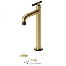Tenzo BE11H-C-W-BG-MB - Tall single lavatory faucet with (W/O overflow) drain Bellacio-C brushed gold/matte black