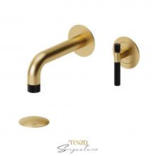 Tenzo BE14-C-P-BG-MB - Wall mount lavatory faucet with (overflow) drain Bellacio-C brushed gold/matte black