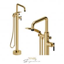 Tenzo BE52-F-BG-MB - Floor mount tub filler Bellacio-F brushed gold/matte black