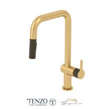 Tenzo CA131-BG-MB - Single-handle kitchen faucet Calozy with pull-down & 2-Function hand shower brushed gold / mat
