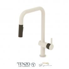 Tenzo CA131-MW-MB - Single-handle kitchen faucet Calozy with pull-down & 2-Function hand shower matte white / matt