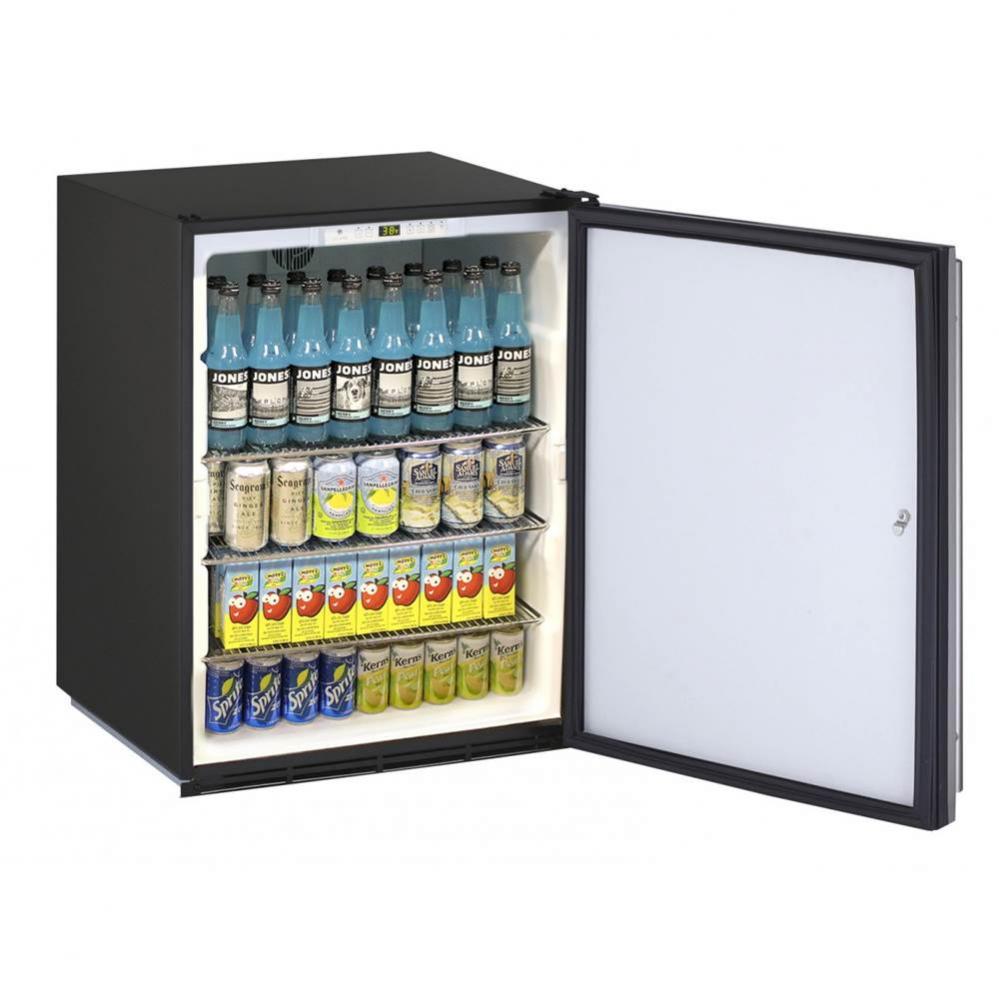 Solid Refrigerator 24'' Lock Reversible Hinge Stainless 115v