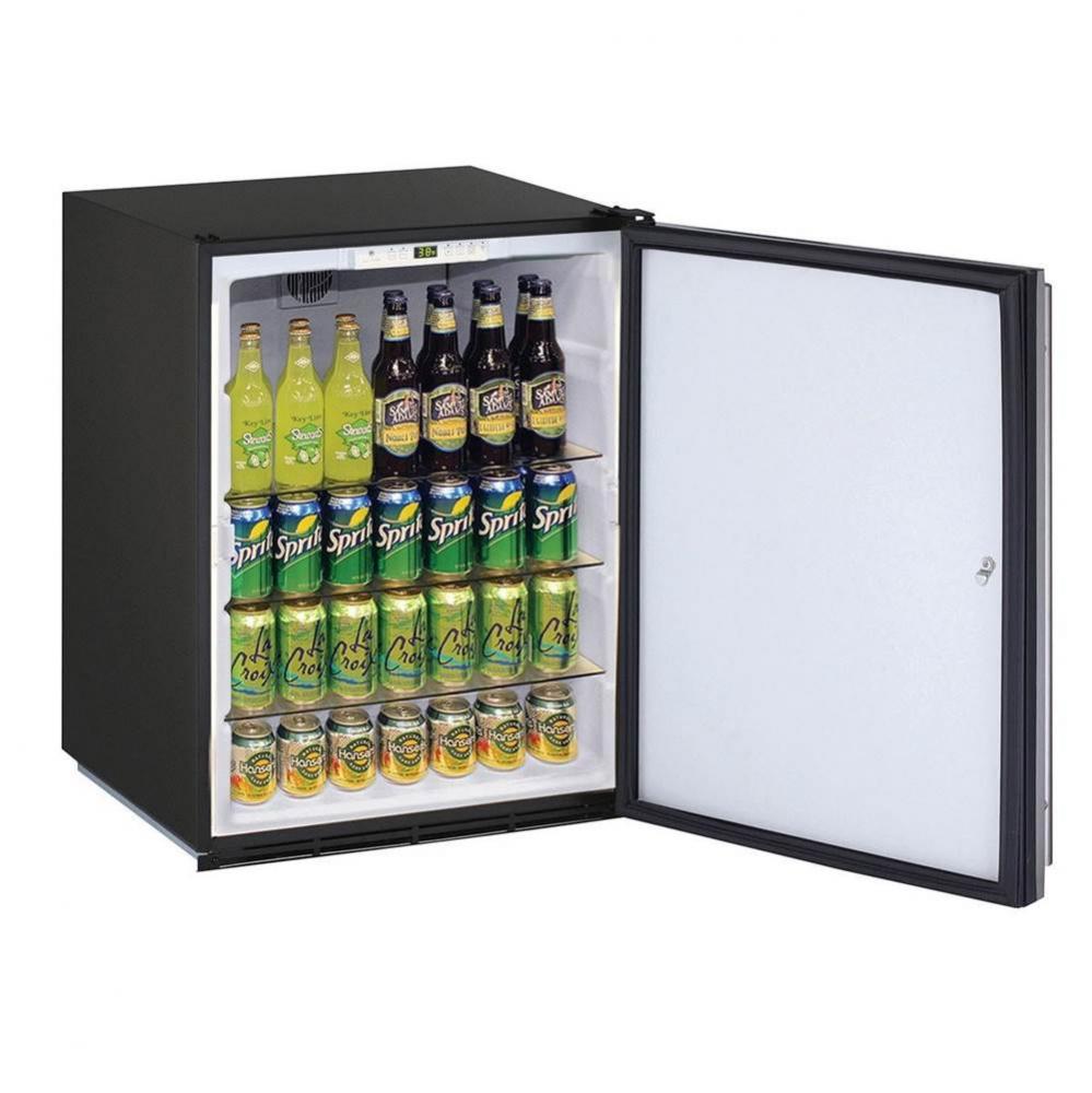 Solid Refrigerator 24'' Lock Reversible Hinge Black 115v