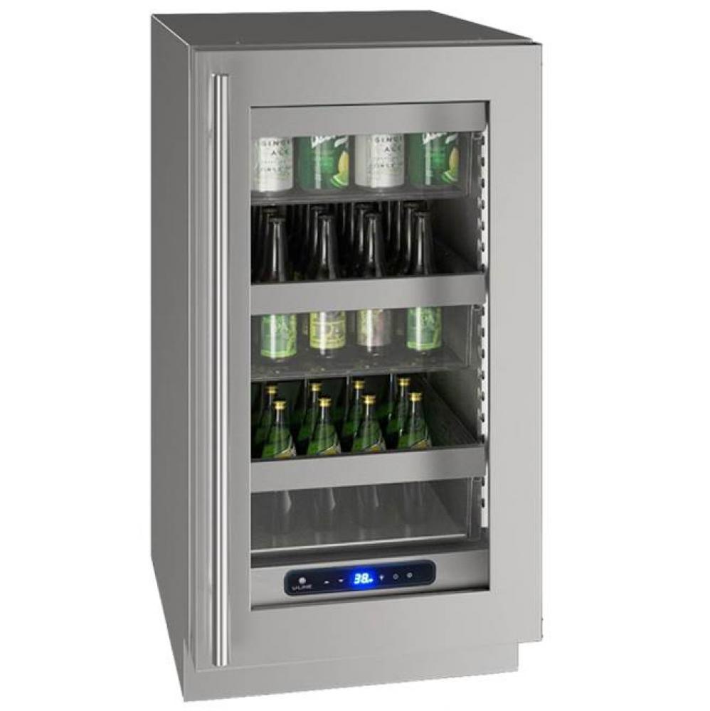 Glass Refrigerator 18'' Reversible Hinge Stainless 115v