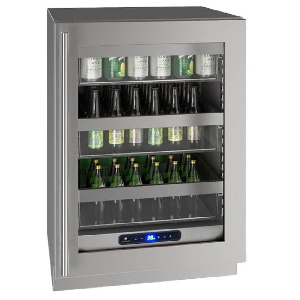 Glass Refrigerator 24'' Reversible Hinge Stainless 115v