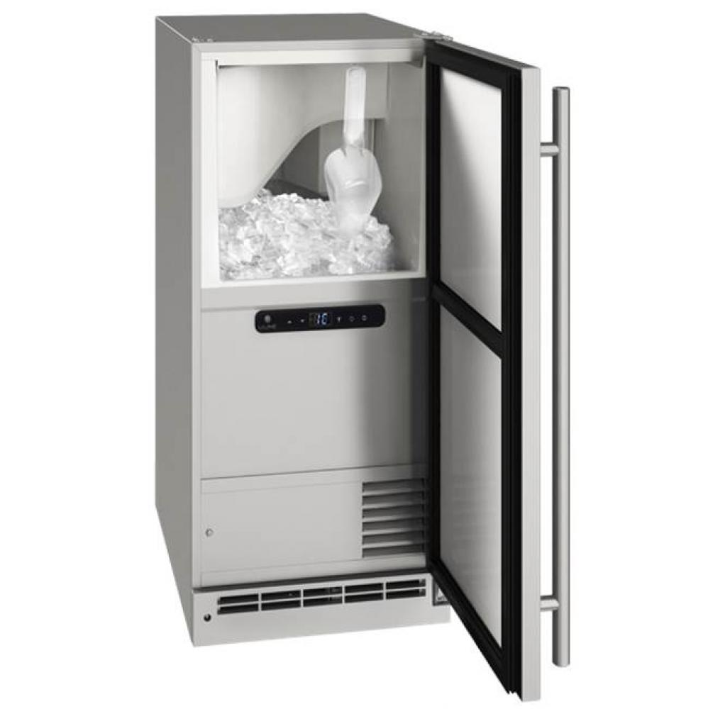 Outdoor Clear Ice Machine 15'' Reversible Hinge Stainless 115v
