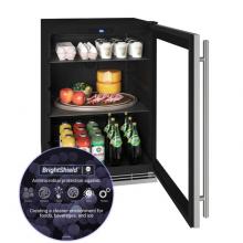 U Line UHRE124-SG81A - Glass Refrigerator 24'' Reversible Hinge Stainless Frame 115v BrightShield