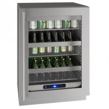 U Line UHRE524-SG01A - Glass Refrigerator 24'' Reversible Hinge Stainless 115v