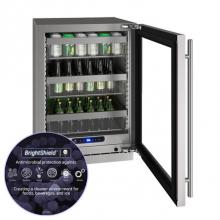 U Line UHRE524-SG81A - Glass Refrigerator 24'' Reversible Hinge Stainless Frame 115v BrightShield