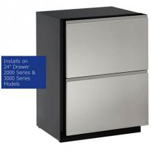 U Line ULASHP24DWR - Stainless Handleless Drawer Panels (set of 2) - Euro Style