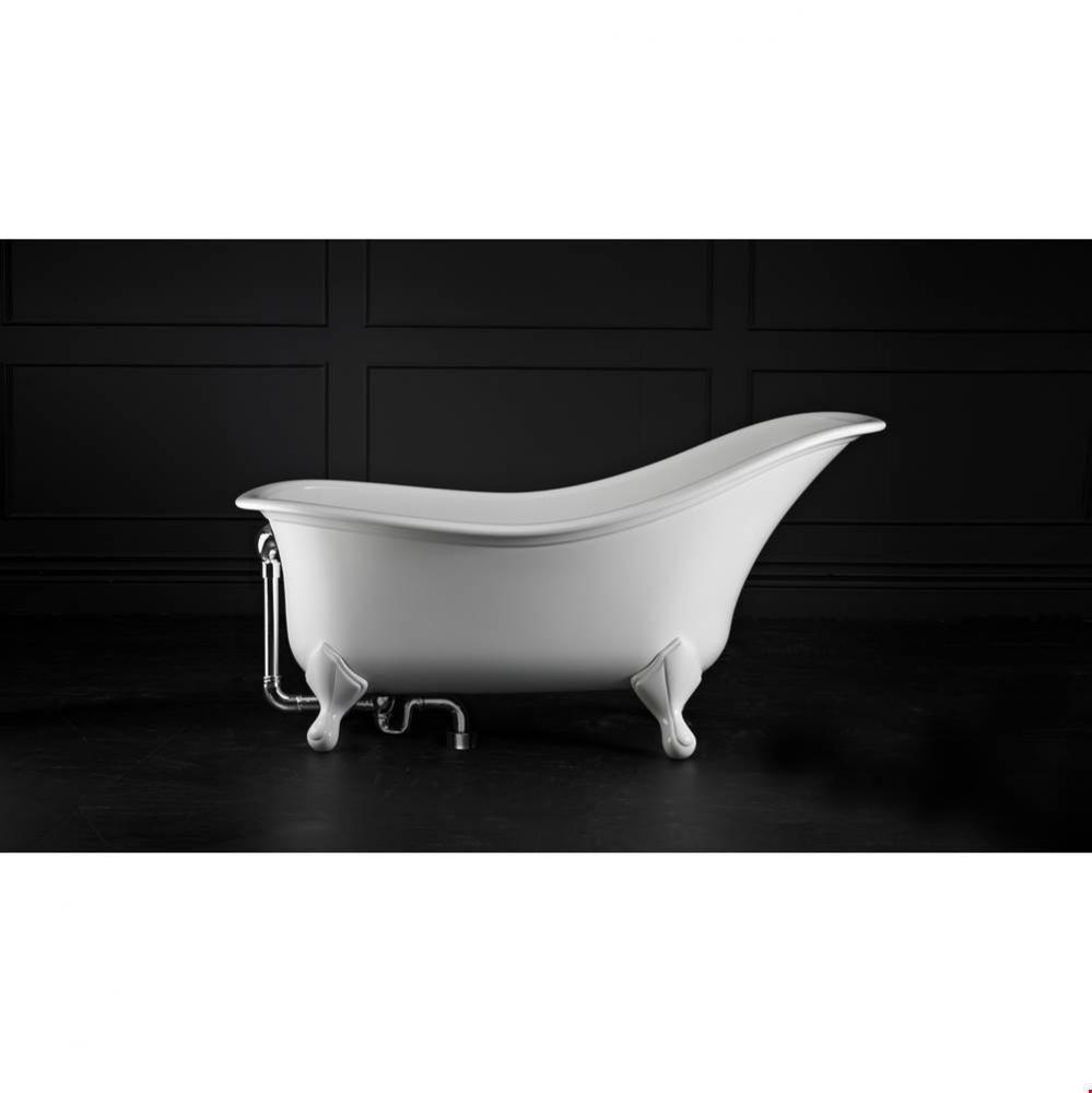 Drayton freestanding slipper tub with overflow. Paint finish. White Metal feet