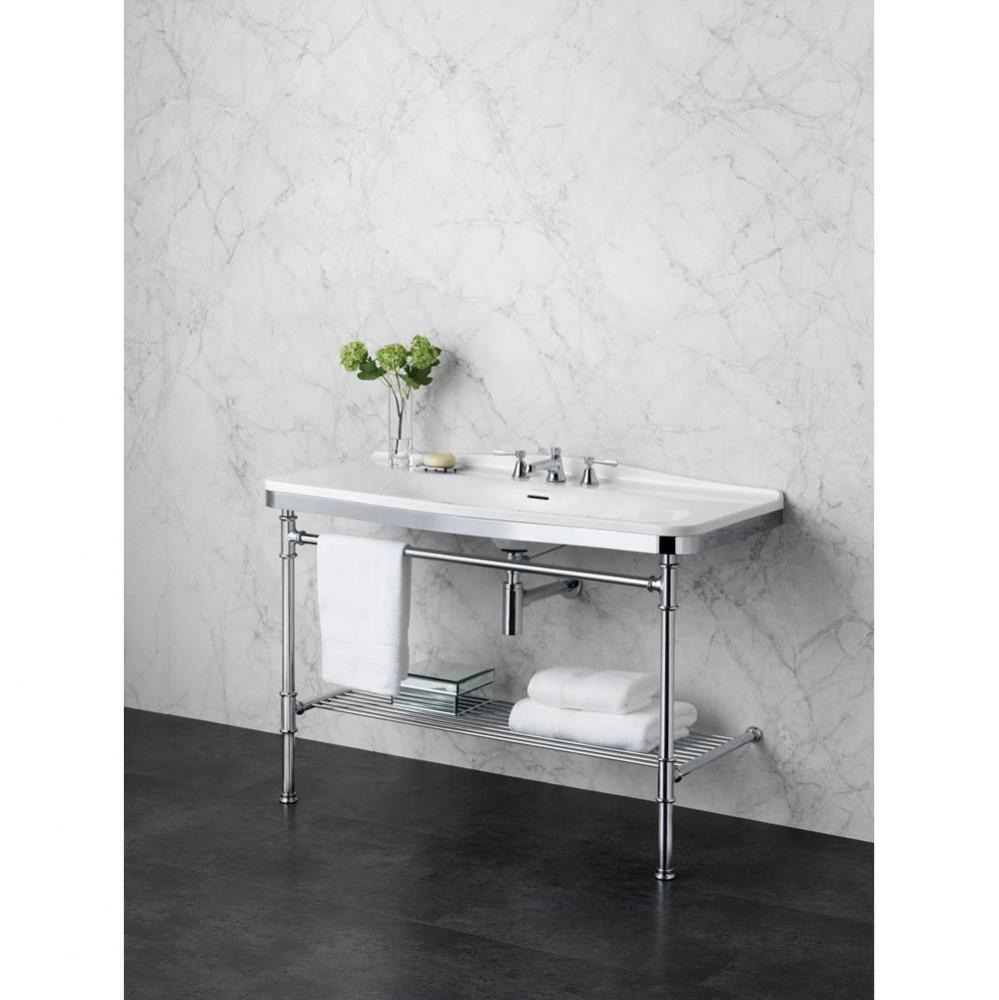 Victoria+Albert Metallo 114 Washstand In Polished Chrome With Metal Rail Shelf And Englishcast Sin