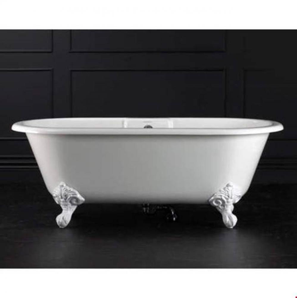 Cheshire freestanding tub with overflow. Paint finish. Adjustable White Metal Ball & Claw Feet