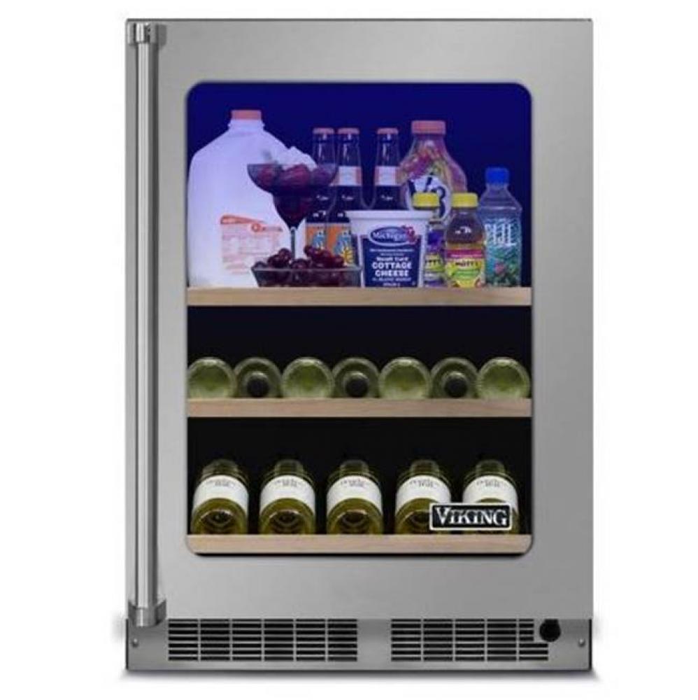 24''W. Refrigerated Beverage Center-Clear Glass-Stainless