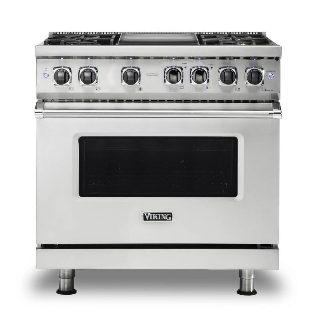 36''W./24''D. Dual Fuel Self-Clean Sealed Burner Range-4 Burners/Griddle-Stain