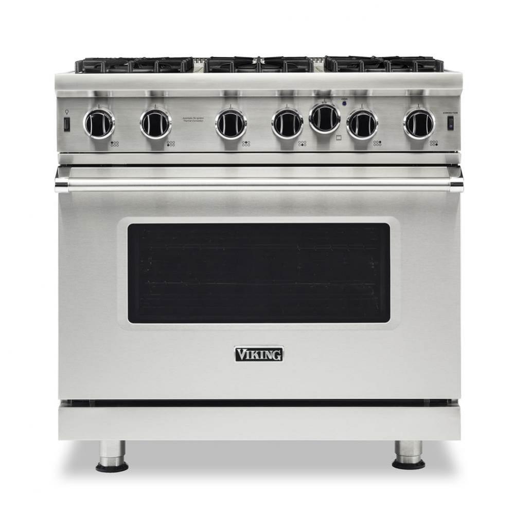 36''W./24''D. Gas Open Burner Range-6 Burners-Stainless-LP