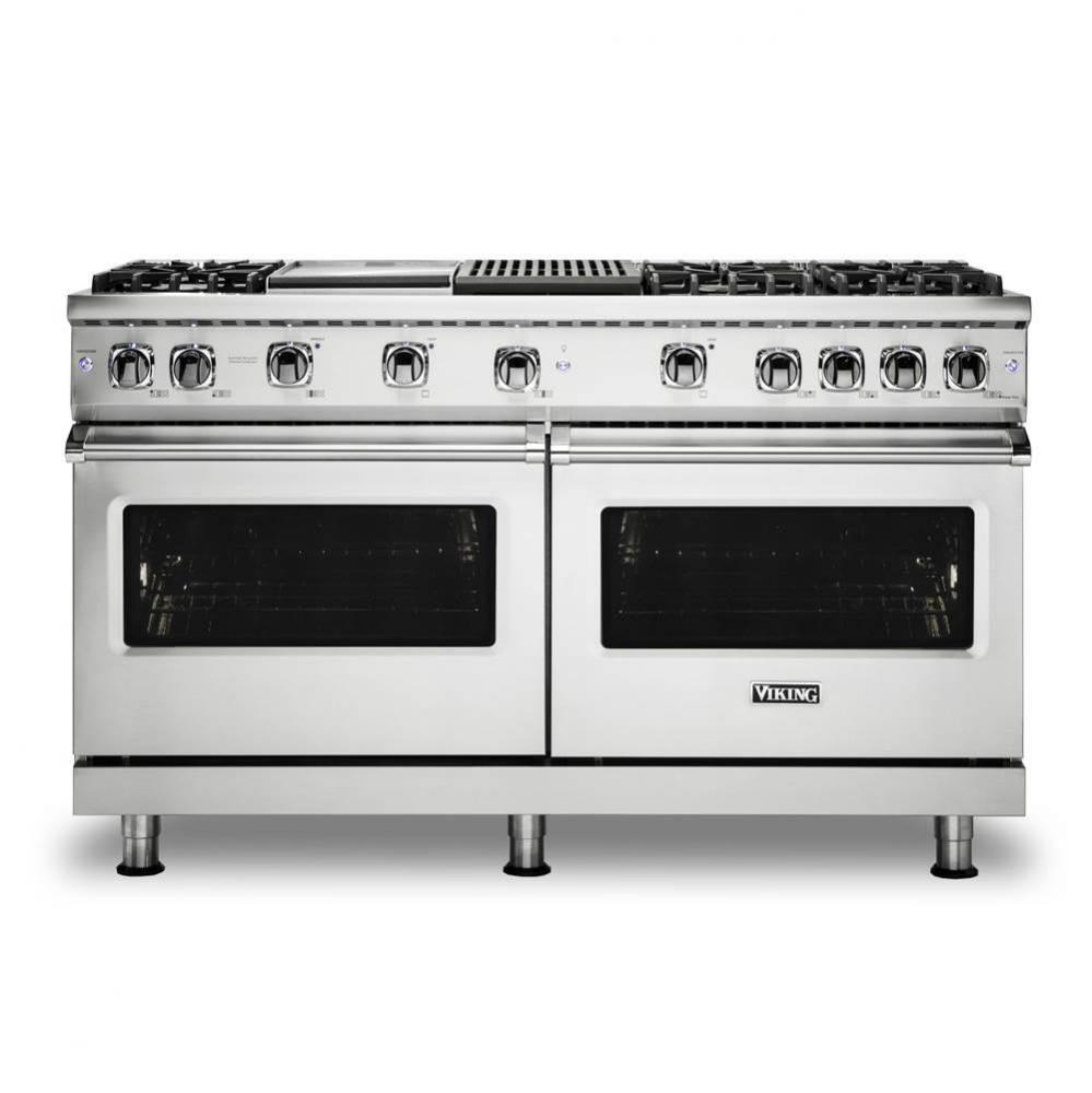 60''W./24''D. Gas Sealed Burner Range-6 Burners/GriddleandGrill-Stainless-LP