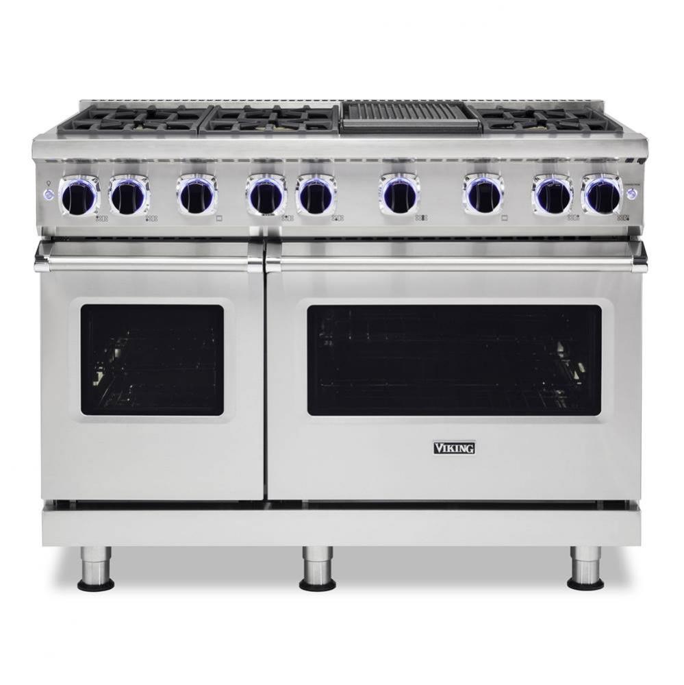 48''W./24''D. Gas Sealed Burner Range-6 Burners/Griddle-Stainless-LP