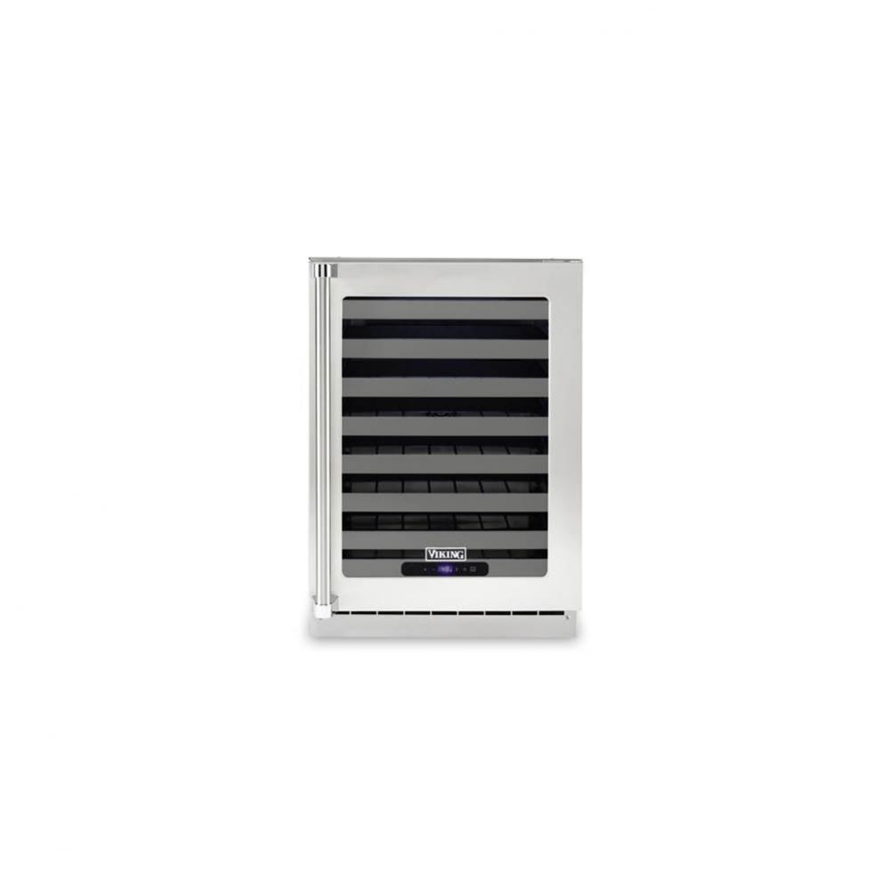 24''W. Wine Cellar- Clear Glass Door-Stainless