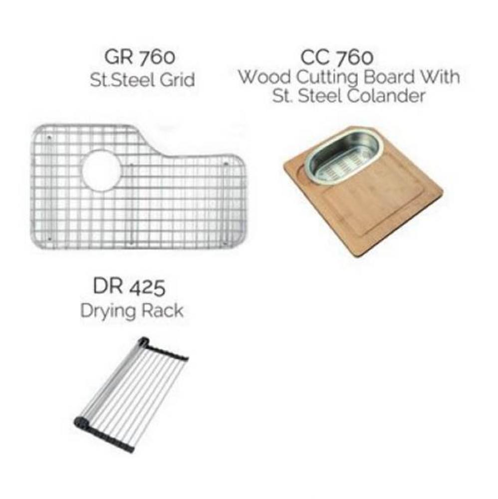 Hardwood Cutting Board & Stainless Steel Colander Set