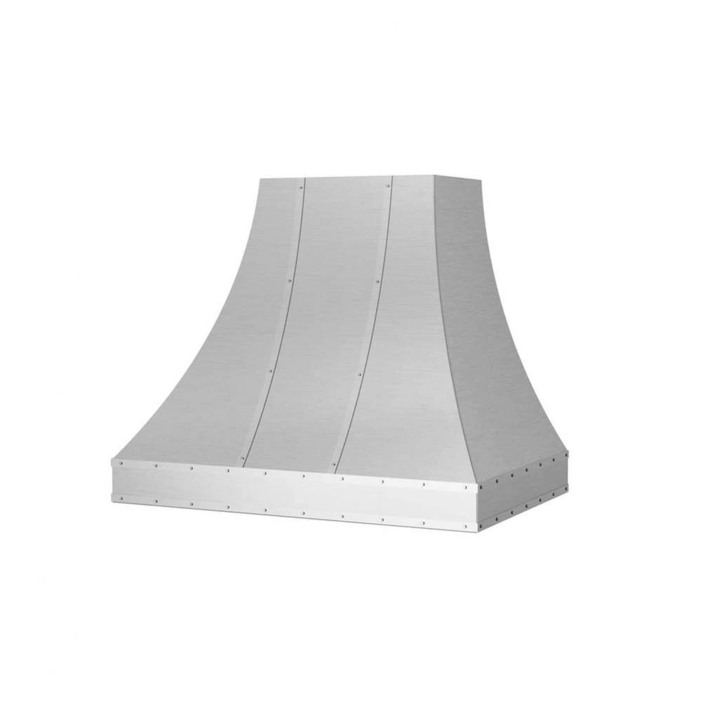 30'' Sahara Curved Sideswall Hood With Designer Metal Strapping And Rivets. 600 Cfm Inte