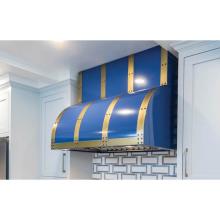 BlueStar BZ036MLPLT - 36'' Bonanza Wall Hood With Brushed Stainless Strapping And Rivets. 600 Cfm Internal Blo