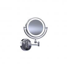 Baci Mirrors EH40-CHR - Baci Basic Round Double Arm Reversible Wall Mirror 1X By 5X