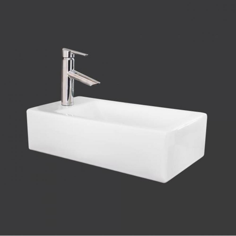 Foremost rectangular vessel sink, pre-drilled for single-hole