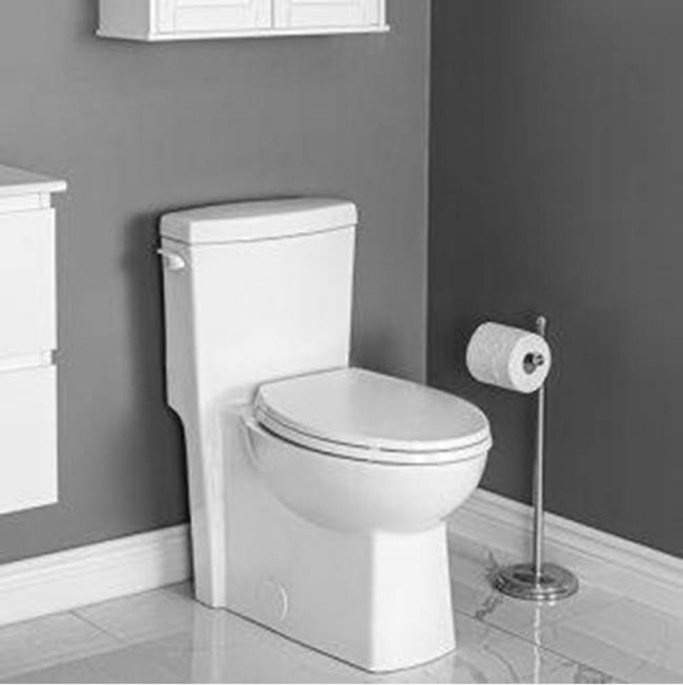 4.8 L monobloc toilet with concealed siphon, elongated compact bowl, 15.75'' high, tank