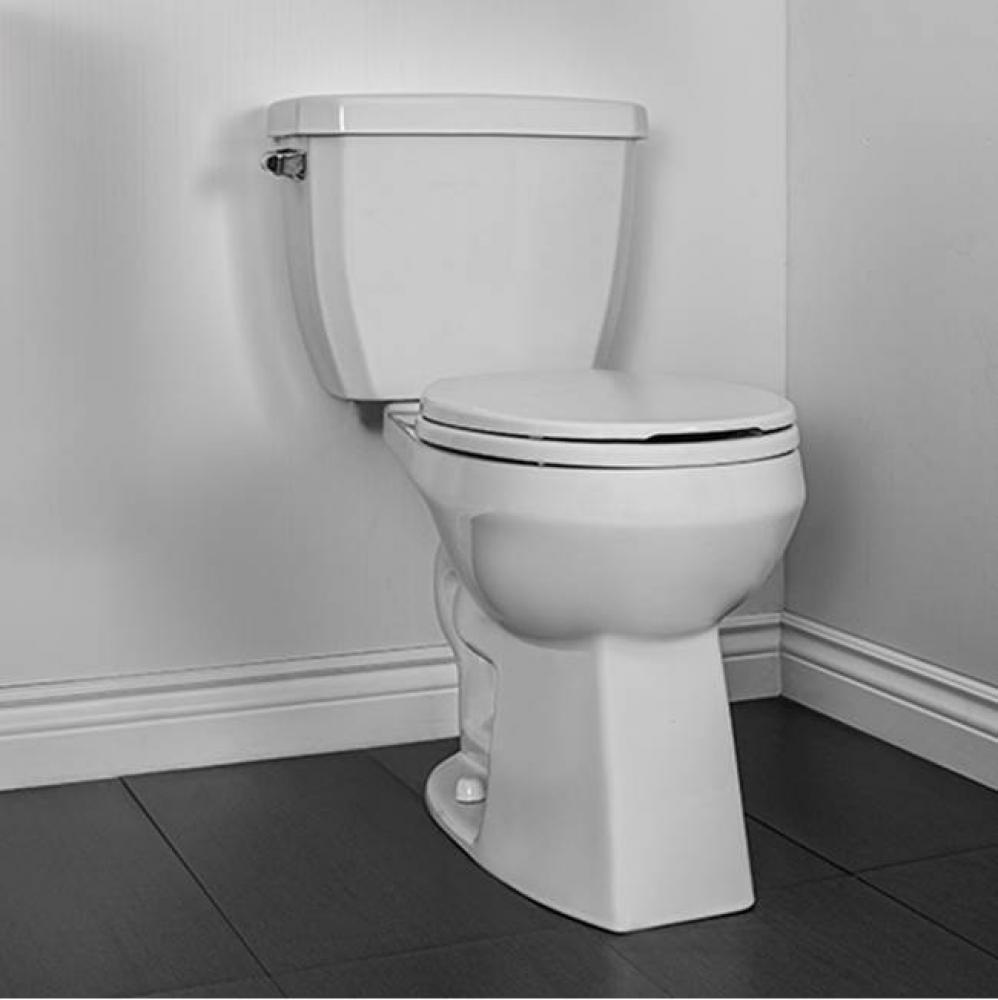 Round toilet, raised height, insulated tank, 12'' raw plumbing (2