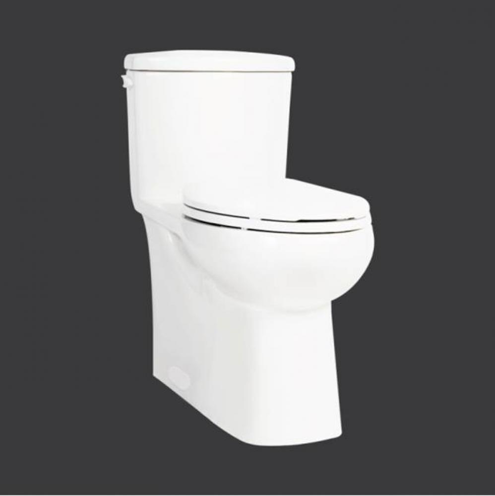 3.5-liter toilet with concealed siphon, elongated bowl, raised height with soft-closing seat,