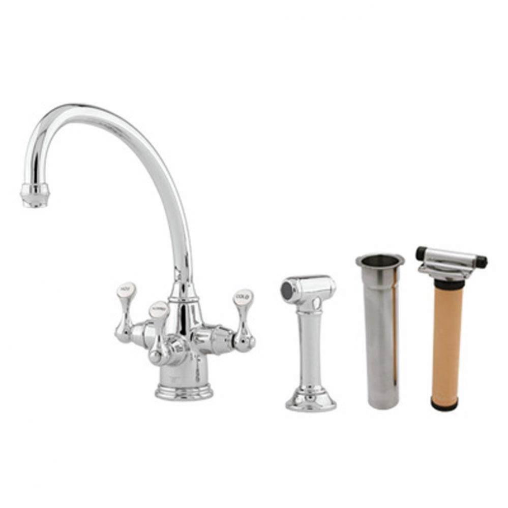Georgian Era™ Filtration Kit 3-Lever Kitchen Faucet With Sidespray