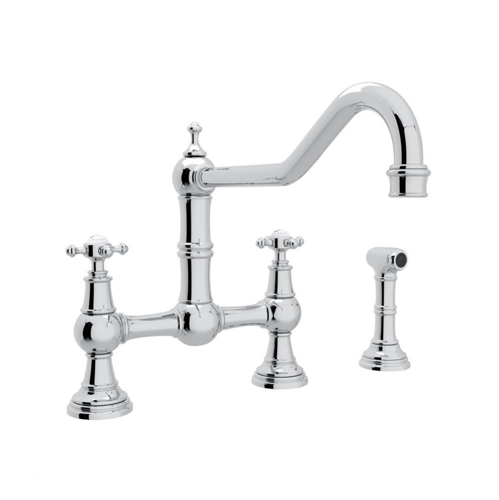 Edwardian™ Extended Spout Bridge Kitchen Faucet With Side Spray